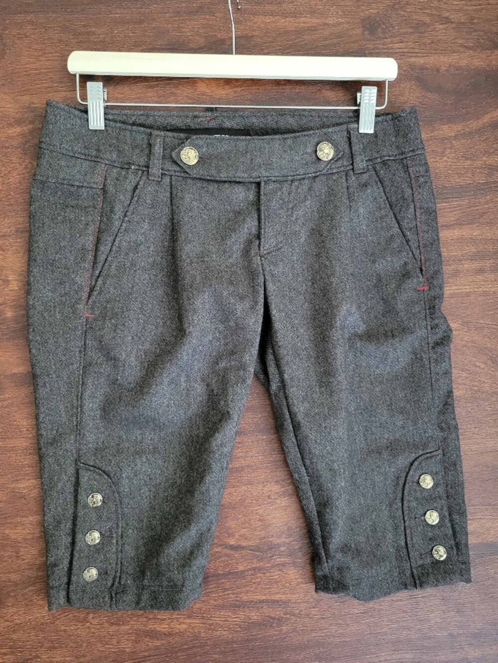 VTG Y2K Miss Sixty Tweed Heathered Wool Equestrian Low Rise Capri Shorts Chic 28